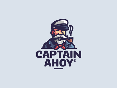CaptainAhoy ahoy branding captain design illustration logo logotype mark mascot pipe sailor smoke