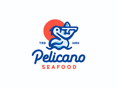Pelicano branding design fish illustration linear logo logotype mark ocean pelican sea seafood
