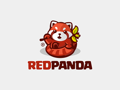 Red Panda branding cute design illustration leaves logo logotype mark mascot panda red redpanda