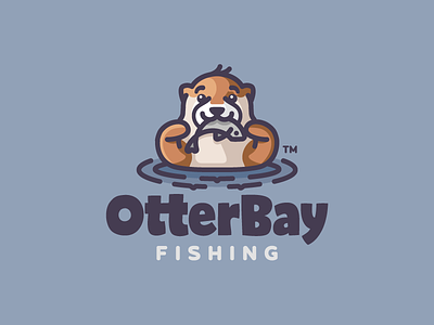OtterBay animal branding character design fish fishing illustration logo logotype mark otter swimming