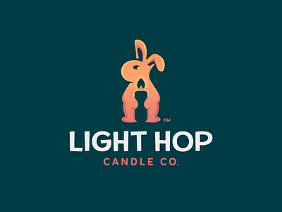 LightHop branding bunny candle design ears fire flame hop illustration light logo logotype mark rabbit