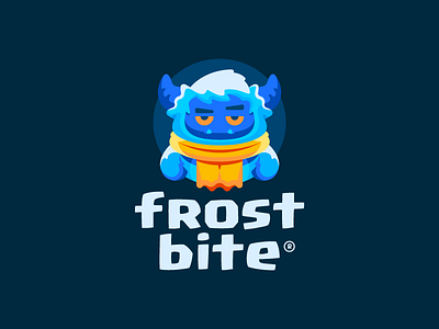 FrostBite bite branding character design frost frozen illustration logo logotype mark mascot monster scarf snow winter yeti
