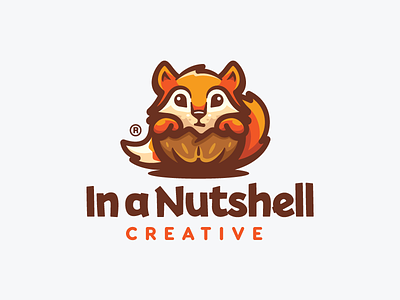 In a Nutshell animal branding character creative design illustration logo logotype mark mascot nut nutshell squirrel