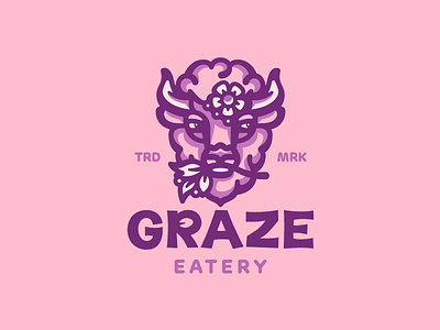Graze Eatery amimal bison bistro branding buffalo design eatery flower graze horns illustration leaves logo logotype mark