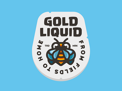 Liquid Gold Honey animal badge bee behive branding character colorful design gold hive honebee honey illustration liquid logo logotype mark mascot natural nature