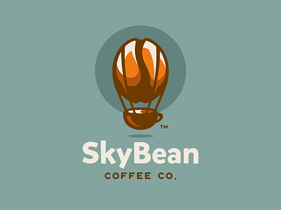 SkyBean balloon bean branding brew coffee cup design hotairballoon illustration logo logotype mark roaster skyblue
