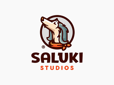 Saluki animal branding character design dog happy head illustration logo logotype mark pet puppy saluki studio