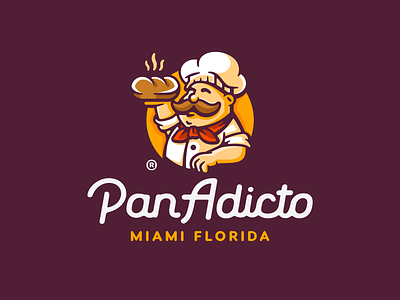 PanAdicto addicted branding bread character chef colorful design dough food illustration logo logotype mark mustaches pan