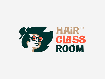 Hair Classroom branding design face girl glasses hair illustration learning logo logotype mark negativespace pencil smart teacher