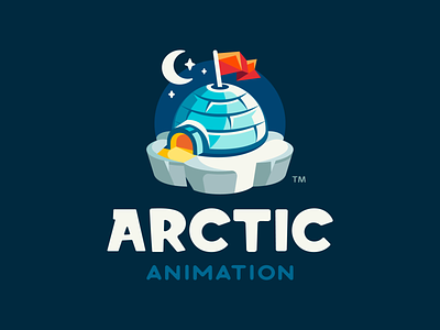 Arctic Animation arctic branding flag ice iceberg igloo illustration logo logodesign logotype mark moon mountain snow stars winter