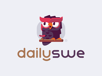 DailySWE bird branding colorful design illustration logo logotype mark owl smart typo typogaphy wise wormark