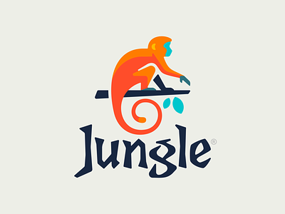 Jungle animal ape branding design illustration jungle leaves logo logotype mark monkey