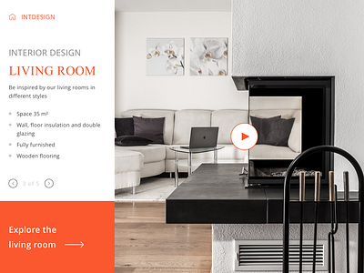 Interior design app concept design house interior design living room orange ui web