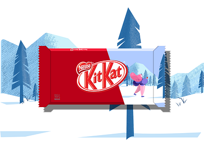 KitKat winter edition wrpper desing art branding candy chill chocolate dribble illustraion kitkat mybreaak redesign warmup winter