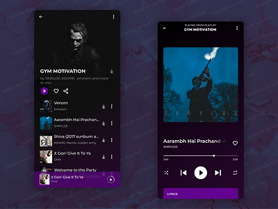 Music Player App UI darkmode purple