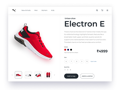 Shoe Website UI Design (Puma Website Product Page Re-design) clean cleanui interaction design minimalist puma shoe shoe product page shoe web ui design shoe website ui ui design uiux user interface design web design website design white