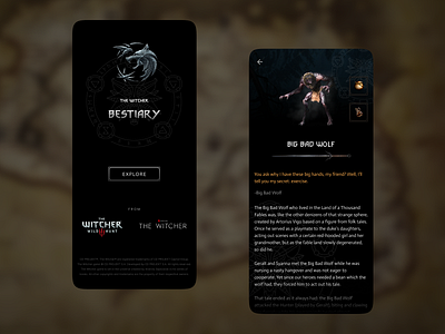 The Witcher Bestiary UI Design bestiary dark interaction deisgn monsters the witcher the witcher bestiary ui ui design userinterface design wild hunt witcher witcher bestiary