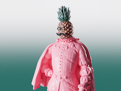 Posh Pineapple 3d 3d art 3d artist artwork blender character characterdesign gradient illustration minimal pineapple render