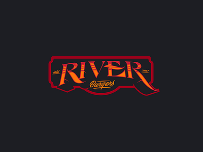 River Burgers Logo burger food logo retro