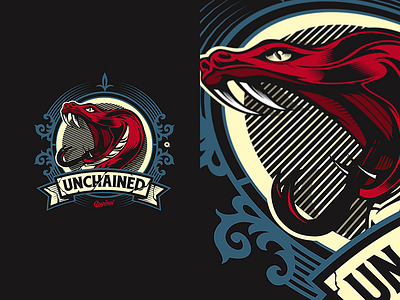 Unchained II blue emblem logo red snake sticker