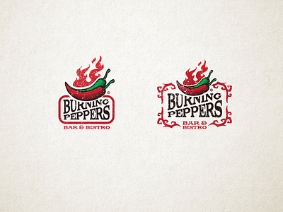 Burning Peppers Bar & Bistro bar bistro branding burning chilli food hot logo peppers spicy