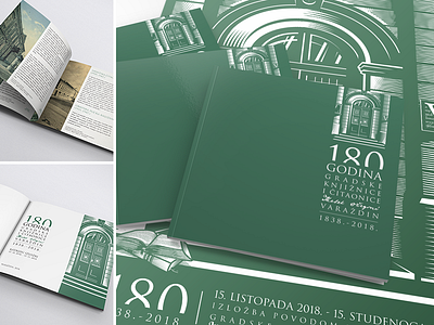 Library Anniversary branding catalogue door green library logo poster print