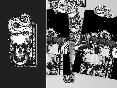 The Shadow Over Innsmouth apparel branding cthulhu graphic design horror illustration innsmouth lovecraft octopus skull t shirt design tentacles