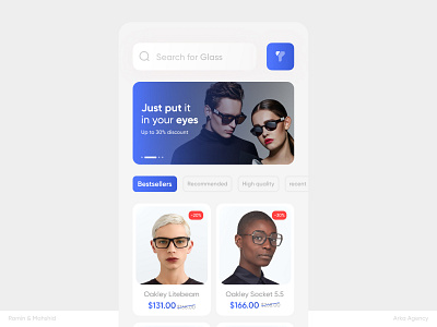 Glasses Store Application Design animation applicationshop graphic design shop trenddesign ui uiux