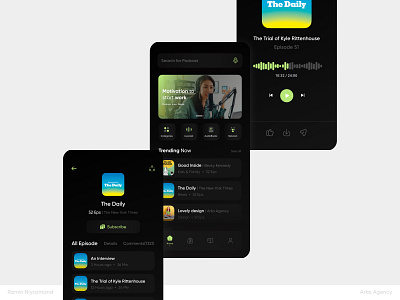 Podcast Listening App 👂 3d animation app app podcast application arka branding channel design illustration podcast podcasts ui uiux