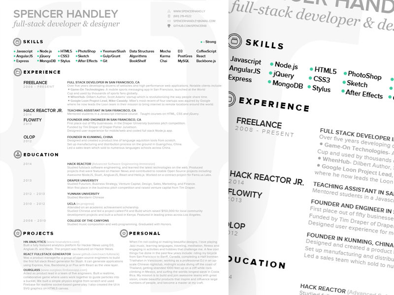 Spencer Handley Resume Redesign by Spencer Handley on Dribbble