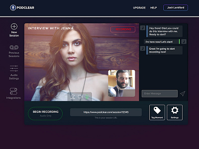 Recording View audio dashboard podcasting podclear sessions