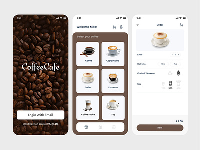 Coffeelicious - Mobile Interface graphic design ui