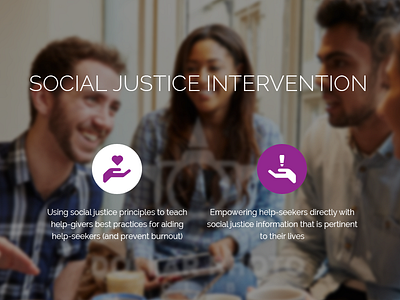 Social Justice Intervention page complex concept icon design internal page photo background social justice typography