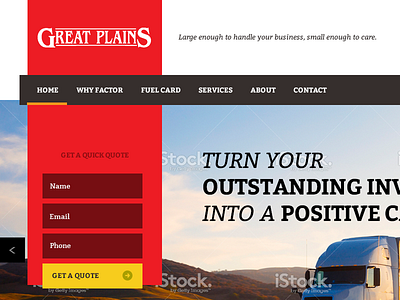 InvoiceFactoring Landing page black factoring form industry invoice landing lead page red truck