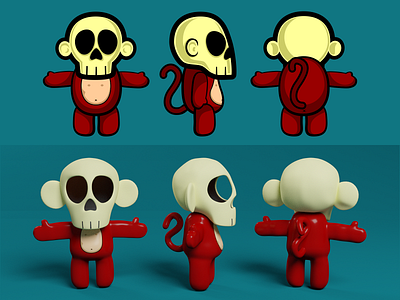 Skull Monkey 3d character design illustration modeling