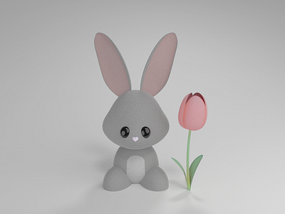 These tulips are for no bunny but you 3d adorable blender bunny cgi character character design cute easter easter bunny illustration modeling rabbit spring tulips