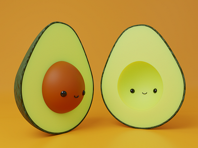 Avo Buddies 3d adorable avocado avocados blender cgi character character design cute friends friendship modeling
