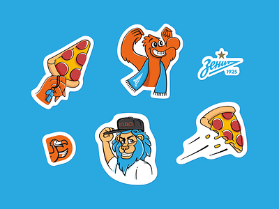 ZD sticker pack ai branding collobration football graphic design illustration pizza promo stickerpack vector