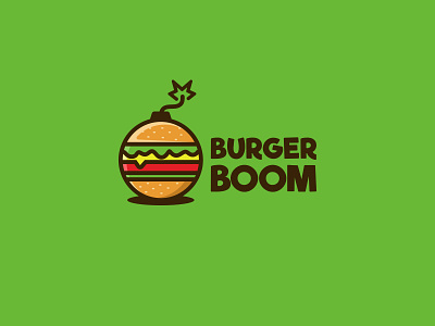 Burger Bomb boom branding burger character cheese cute fire forsale icon illustration logo mascot sandwich unused