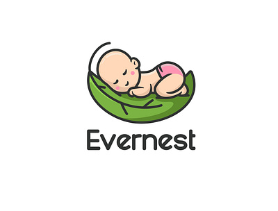 Evernest animal character cute icon illustration leaf logo mascot nest unused