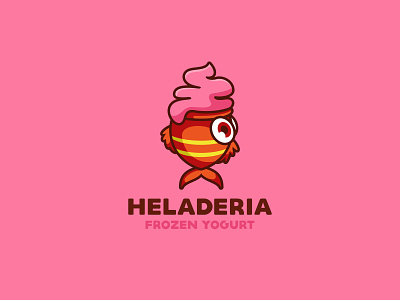 Heladeria Frozen Yogurt animal character cute fish forsale frozen ice cream icon illustration logo mascot yogurt