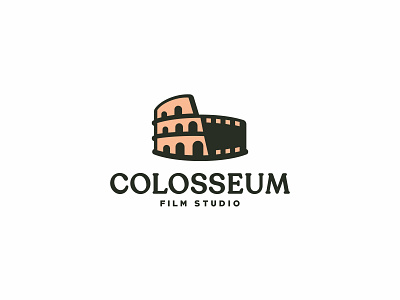 COLOSSEUM FILM STUDIO abstract branding building colosseum dual meaning film flat design forsale icon italy logo movie negativespace studio unused