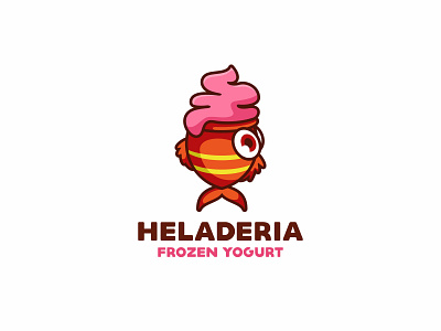 Heladeria Frozen Yogurt animal branding character cute dog fish ice cream illustration logo mascot negativespace