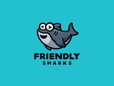 Friendly Sharks animal baby branding cartoon character code cute dolphin fish illustration logo mascot shark