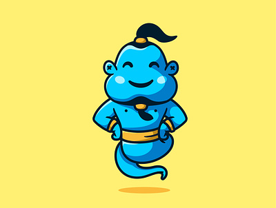 Genie aladin character cute design genie ghost illustration logo mascot unused