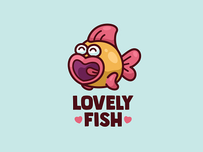 Lovely Fish animal branding character cute fish heart illustration logo love mascot unused