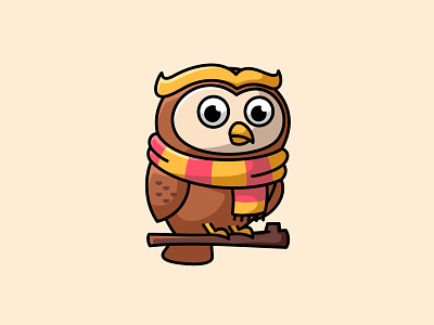 Owl with scarf animal animation bird branding character cute design illustration logo mascot owl ui unused