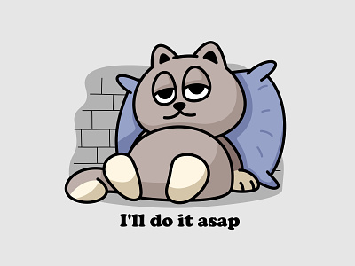 I'll do it asap animal animation asap branding cat character cute design illustration kitten lazy logo mascot pet sleep ui