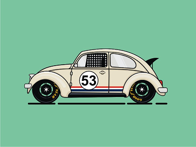 Herbie car herbie illustration nascar race volkswagen