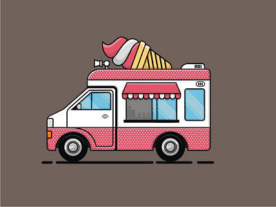 Ice Cream Truck car ice cream illustration mascot truck van